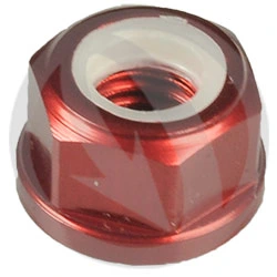 Hexagon nut with collar and plastic insert 0011ROS - red ergal 7075