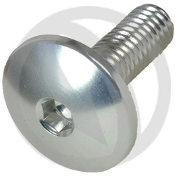 Slotted flat mushroom large head screw hexagon socket 003SIL - silver ergal 7075