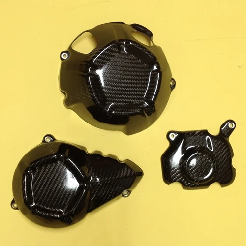 Engine crankcase guard kit | glossy plain carbon