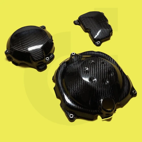 Engine crankcase guard kit | glossy plain carbon