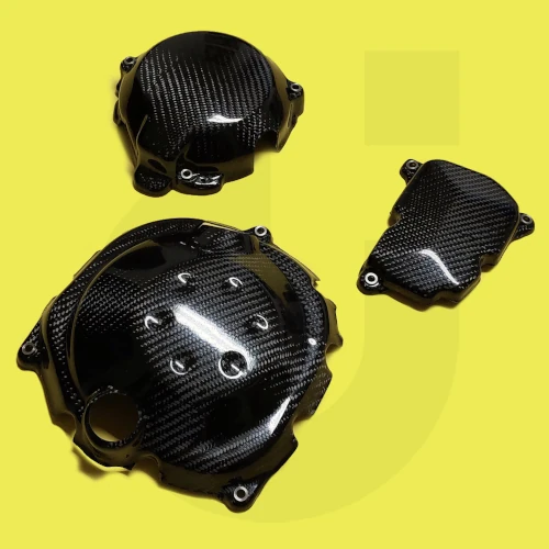 Engine crankcase guard kit | glossy plain carbon