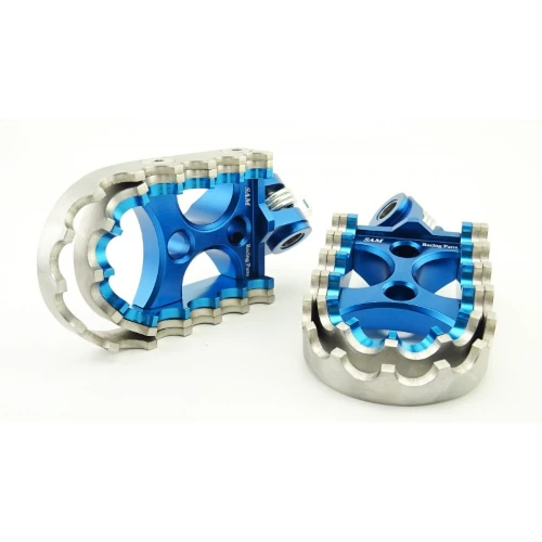 Coppia pedane rally per pilota | corpo blu ed inserti blu argento | SAM Racing Parts