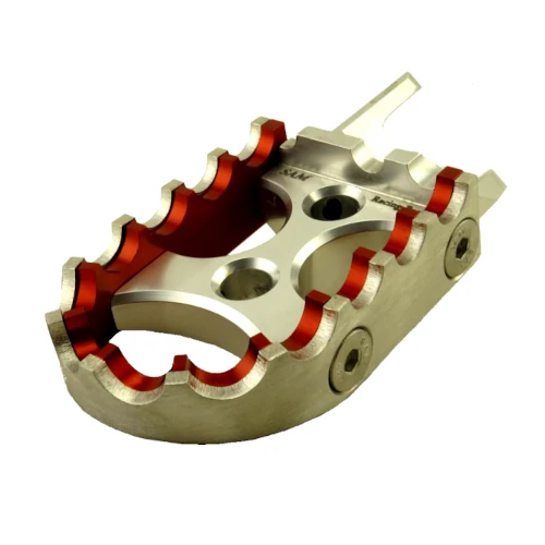 Coppia pedane standard per pilota | corpo argento ed inserti arancio argento | SAM Racing Parts