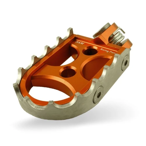 Coppia pedane standard per pilota | corpo arancio ed inserto argento | SAM Racing Parts