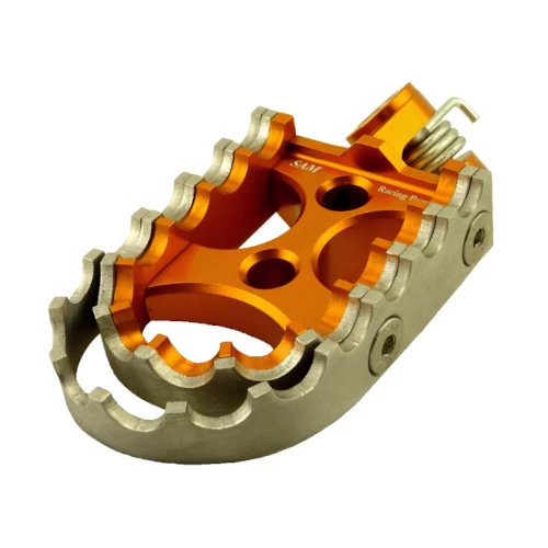 Coppia pedane rally per pilota | corpo arancio ed inserti arancio argento | SAM Racing Parts