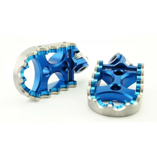 Coppia pedane standard per pilota | corpo blu ed inserti blu argento | SAM Racing Parts