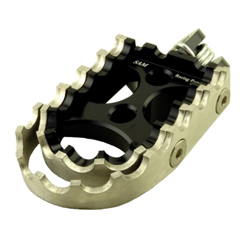 Coppia pedane rally per pilota | corpo nero ed inserti nero argento | SAM Racing Parts