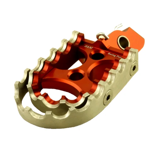 Coppia pedane rally per pilota | corpo arancio ed inserti arancio argento | SAM Racing Parts