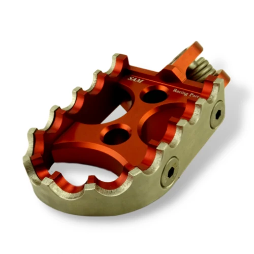 Coppia pedane standard per pilota | corpo arancio ed inserti arancio argento | SAM Racing Parts