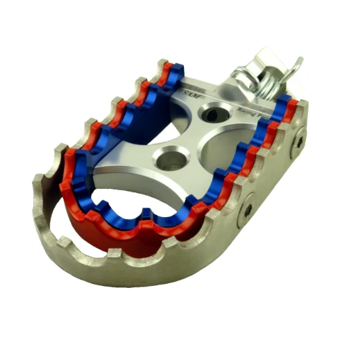 Coppia pedane rally per pilota | corpo argento ed inserti blu rosso argento | SAM Racing Parts