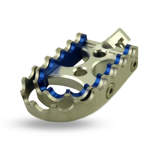 Coppia pedane rally per pilota | corpo argento ed inserti blu argento | SAM Racing Parts