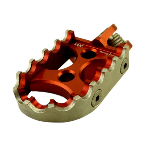 Coppia pedane standard per pilota | corpo arancio ed inserti arancio argento | SAM Racing Parts
