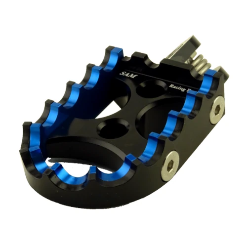 Coppia pedane standard per pilota | corpo nero ed inserti blue nero | SAM Racing Parts