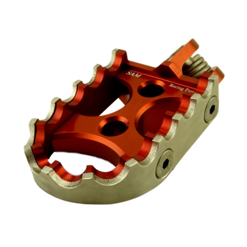 Coppia pedane standard per pilota | corpo arancio ed inserti arancio argento | SAM Racing Parts