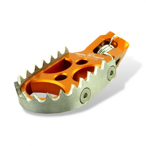 Couple of standard footpegs for driver | orange body and silver insert | SAM Racing Parts
