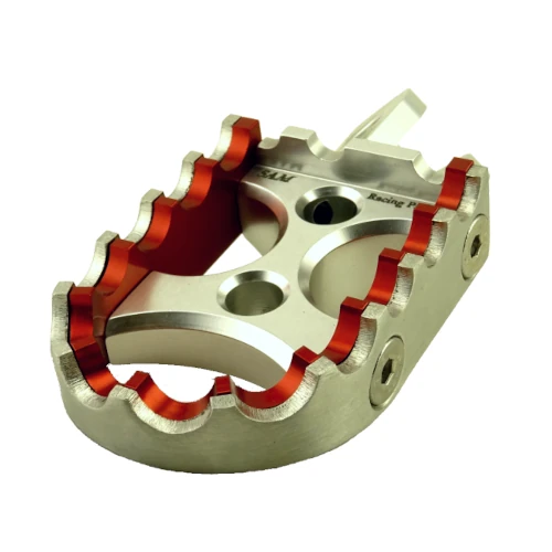 Coppia pedane standard per pilota | corpo argento ed inserti arancio argento | SAM Racing Parts