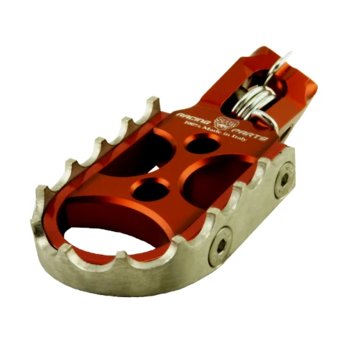 Coppia pedane standard per pilota | corpo arancio ed inserto argento | SAM Racing Parts