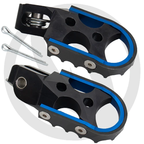 Couple of standard footpegs for driver | black blue body and black insert | SAM Racing Parts
