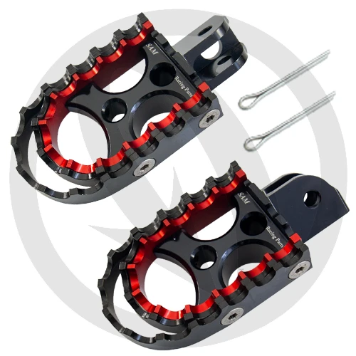 Couple of rally footpegs for driver | black body and red black inserts | SAM Racing Parts