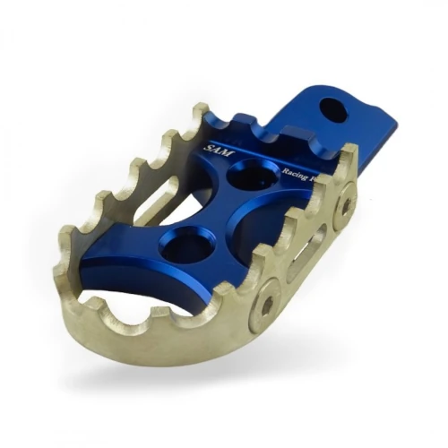 Coppia pedane per passeggero | corpo blu ed inserto argento | SAM Racing Parts