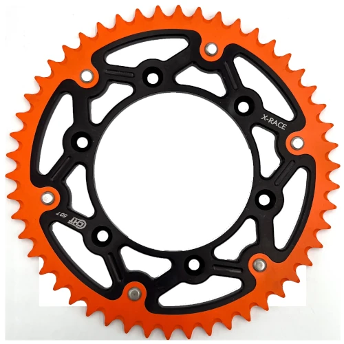 X-Race orange black rear sprocket - 49 teeth - pitch 520 | CHT | stock pitch