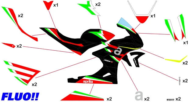 Kit adesivi Aprilia X | corsa fluo