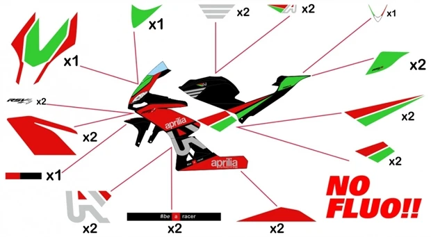 Kit adesivi Aprilia RF W Black | corsa no fluo