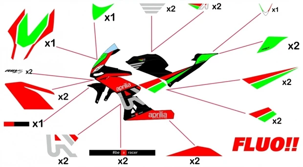 Kit adesivi Aprilia RF W Black | corsa fluo