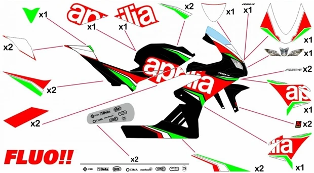 Kit adesivi Aprilia Racing 8 | corsa fluo