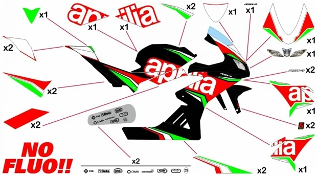 Stickers Aprilia Racing 8 RSV4 1000 / LE / Misano / RF / RR 2015 - 2021