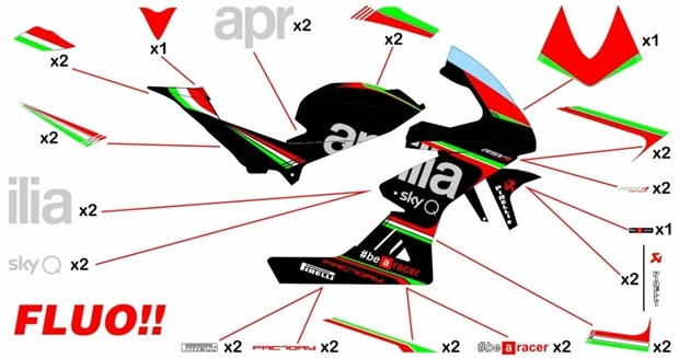 Kit adesivi Aprilia Racing 9 | corsa fluo
