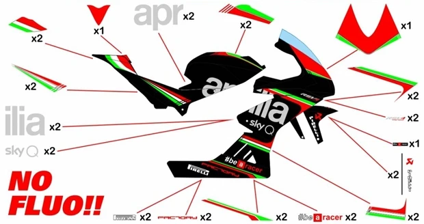 Kit adesivi Aprilia Racing 9 | strada no fluo