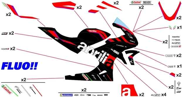 Kit adesivi Aprilia Racing MotoGP 2022 | corsa fluo