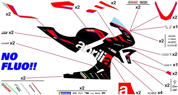 Kit adesivi Aprilia Racing MotoGP 2022 | corsa no fluo