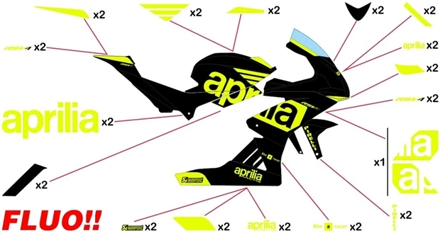 Kit adesivi Aprilia Racing 10 GF | corsa fluo