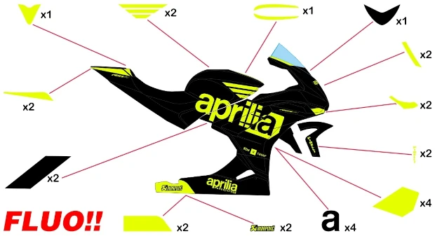 Kit adesivi Aprilia Racing 10 GF | corsa fluo