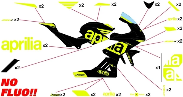 Kit adesivi Aprilia Racing 10 GF | strada no fluo