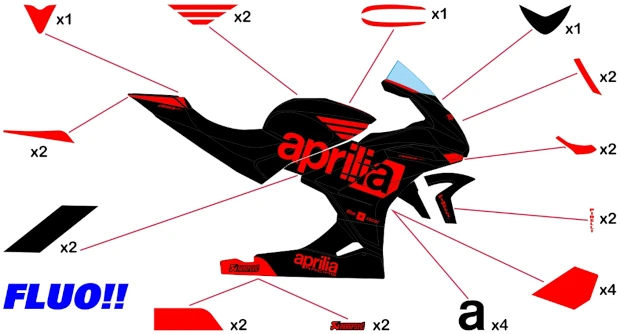 Kit adesivi Aprilia Racing 10 RF | corsa fluo