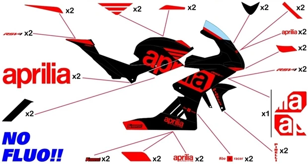 Stickers Aprilia Racing 10 RF | race no fluo