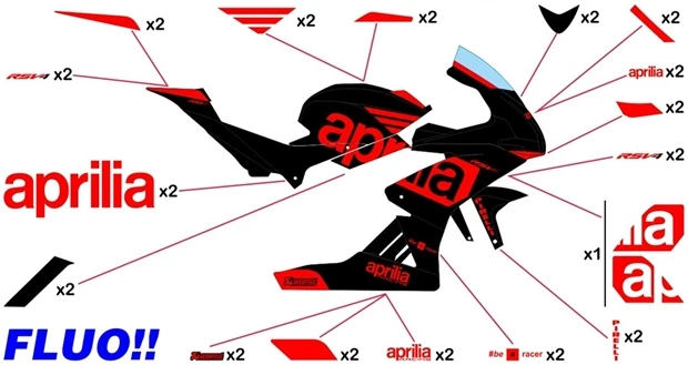 Stickers Aprilia Racing 10 RF | street fluo