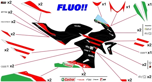 Kit adesivi Aprilia Racing Gresini MotoGP 2021 | corsa fluo