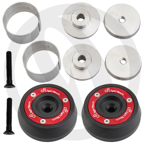 Couple of black / red rear wheel axle crash protectors | Lightech