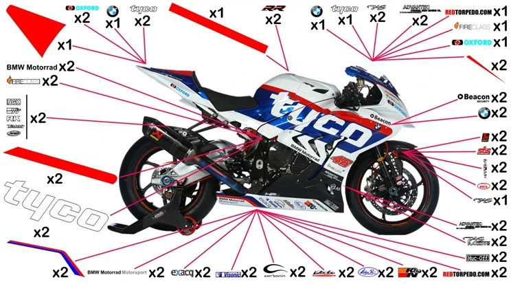 Sticker Vinyl Decal TYCO BMW Motorbike Racing Motorrad TYCO TT 3327-0119 
