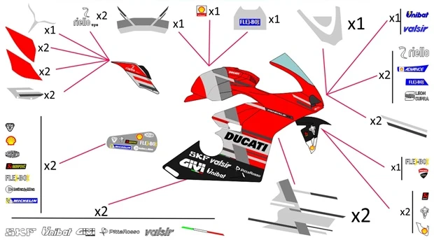 Stickers replica Ducati MotoGP 2018 | race