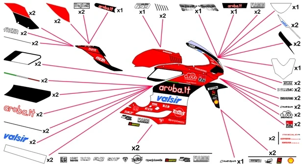 Stickers replica Ducati Aruba WSBK 2018 | race