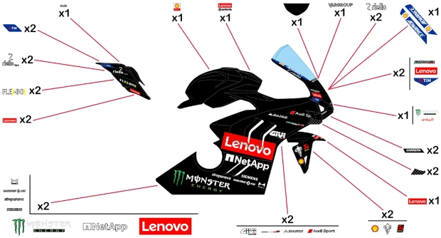 Kit adesivi replica Ducati Lenovo MotoGP 2024 Test | corsa