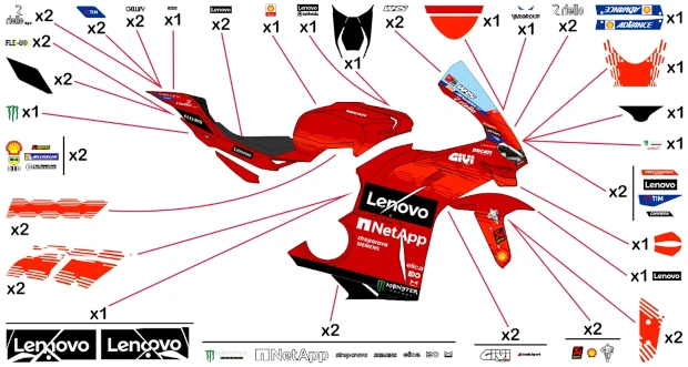 Stickers replica Ducati Lenovo MotoGP 2025 | race