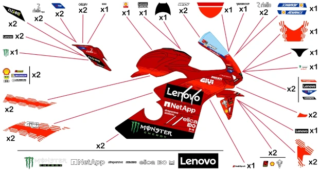 Stickers replica Ducati Lenovo MotoGP 2025 | street