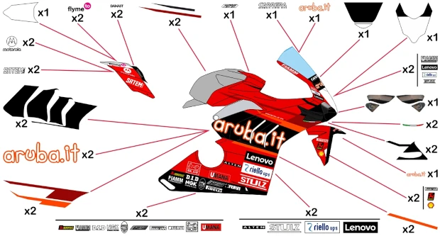 Kit adesivi replica Ducati Aruba WSBK 2024 Test | strada