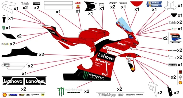 Stickers replica Ducati Lenovo MotoGP 2026 | race